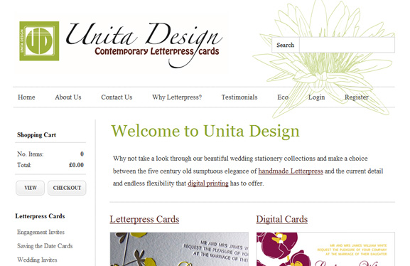 Ecommerce Web Design for Unita Designs