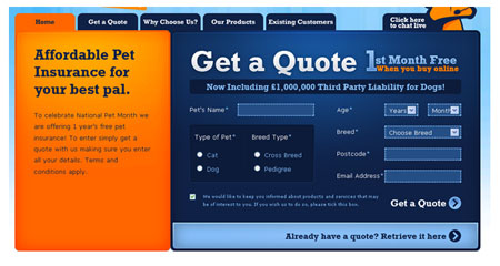 landing page before