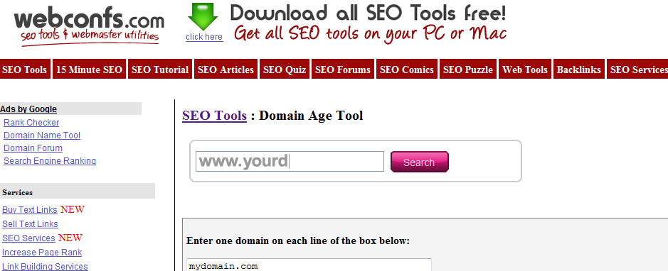Domain Age Tool