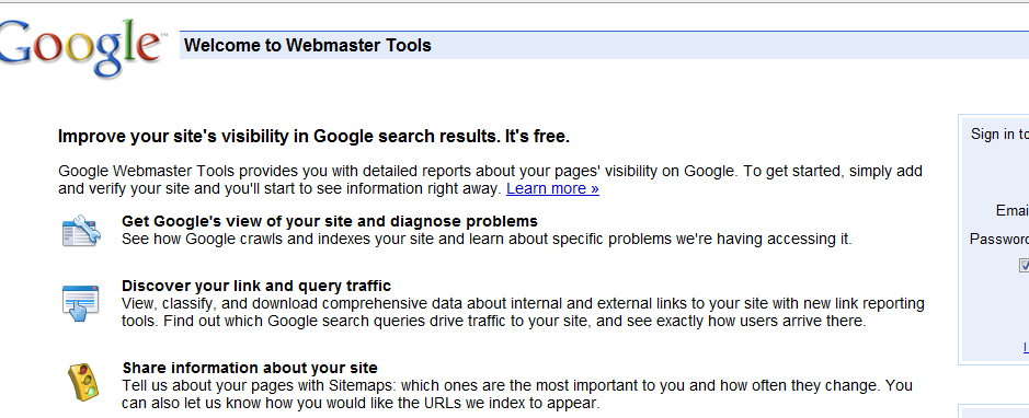 Google Webmaster Tools