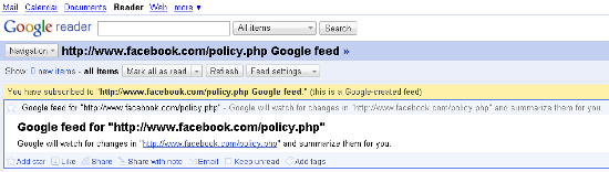 Google Reader URL Tracking