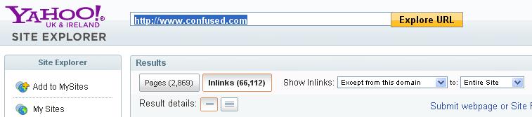 yahoo-site-explorer1 Yahoo! Site explorer result