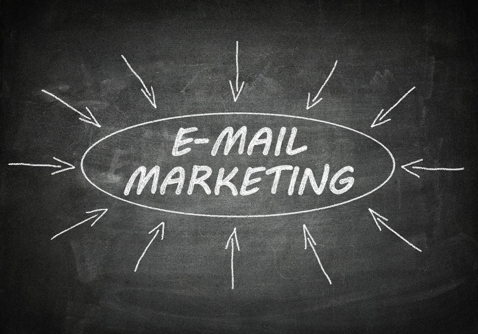 Email Marketing process information concept on blackboard.